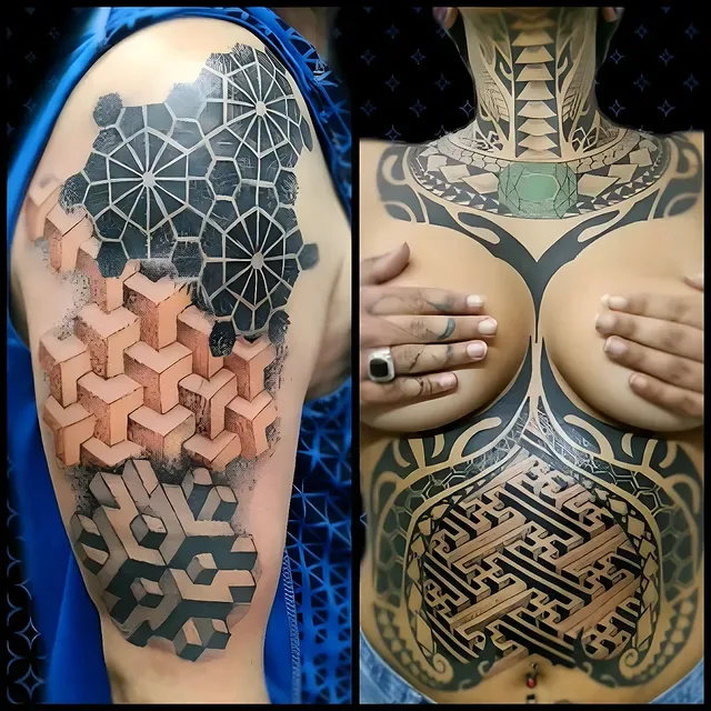 Cubos imposibles — Blackwork, Hombro